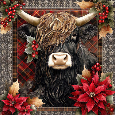 Christmas Highland Cow Sign, DCO-102181, Sign For Wreath, 10x10in Metal Sign